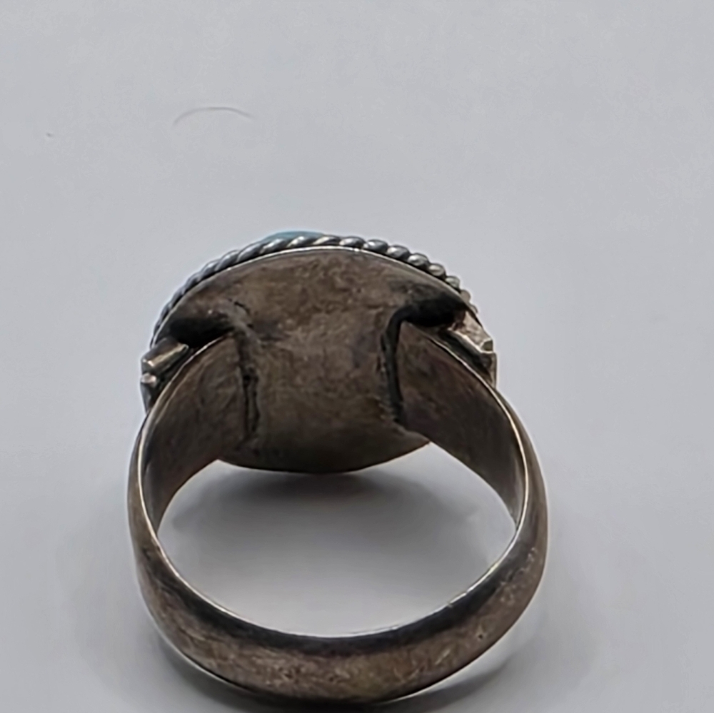 Turquoise Ring Size 10 Silver Unisex - Picture 4 of 9